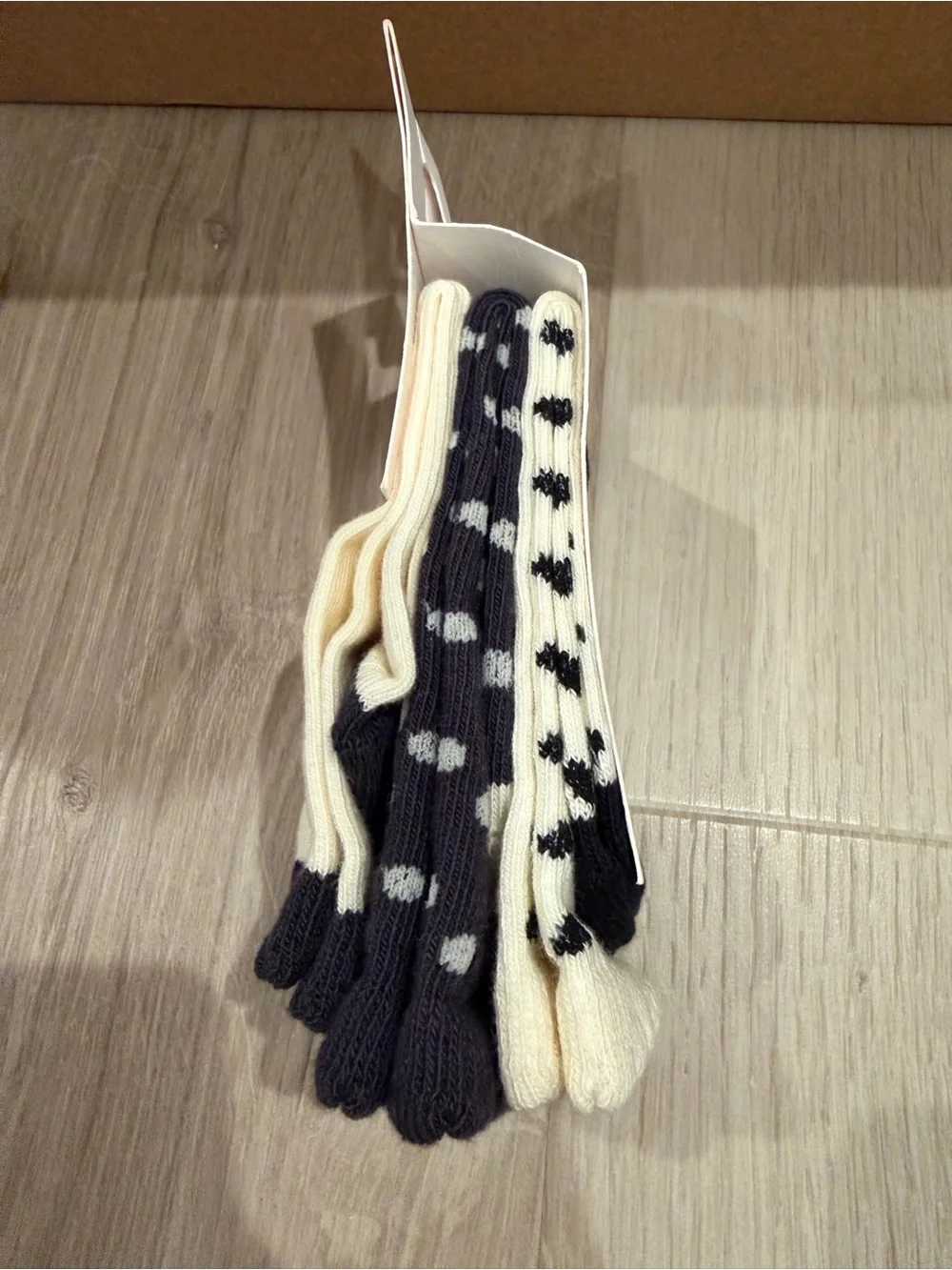 New 2 Sets of 3 Pairs Zara Socks Black White Cream Hearts Polka Dots Toddlers